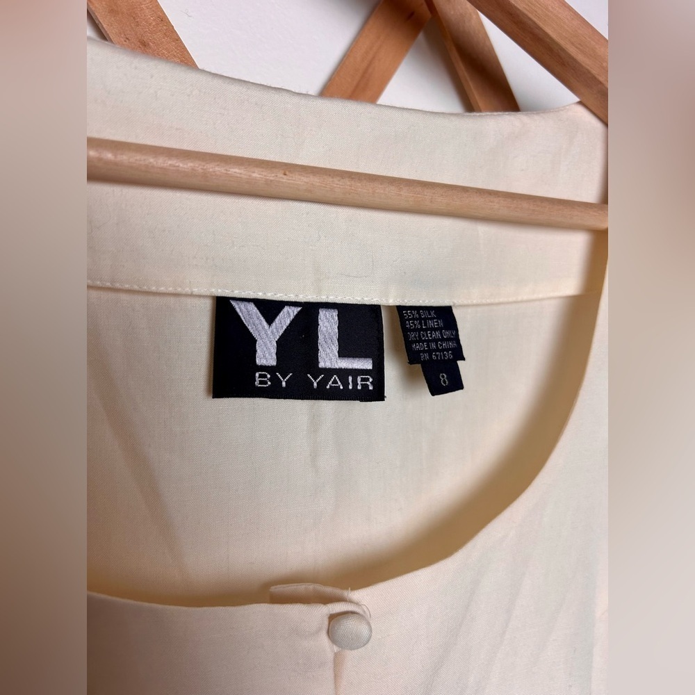 Vintage Silk/Linen Blend Button Down Cottagecore Blouse with Lace Trim Sz L - Picture 4 of 9